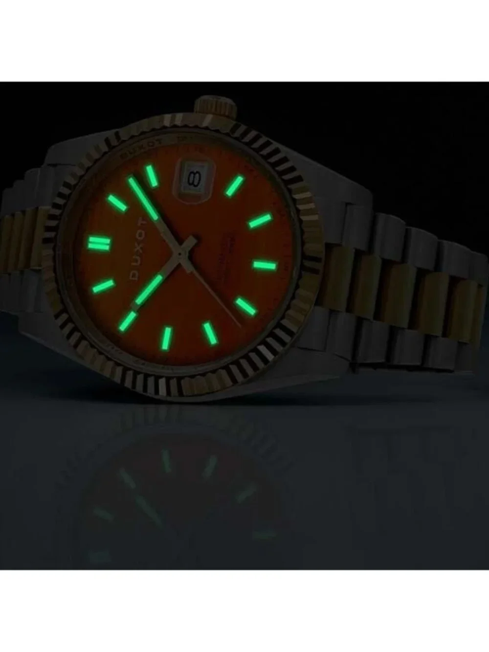 NWT Duxot Marcel Automatic Orange Dial Men's Watch